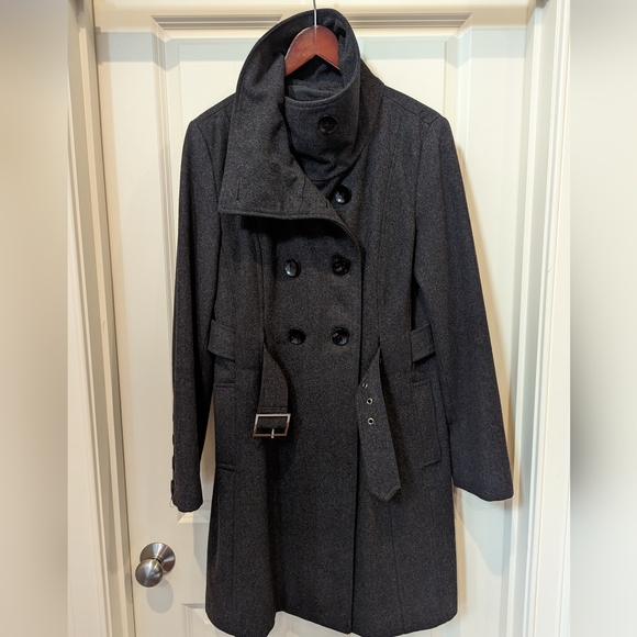 Guess Charcoal Gray Peacoat L - Picture 3 of 12